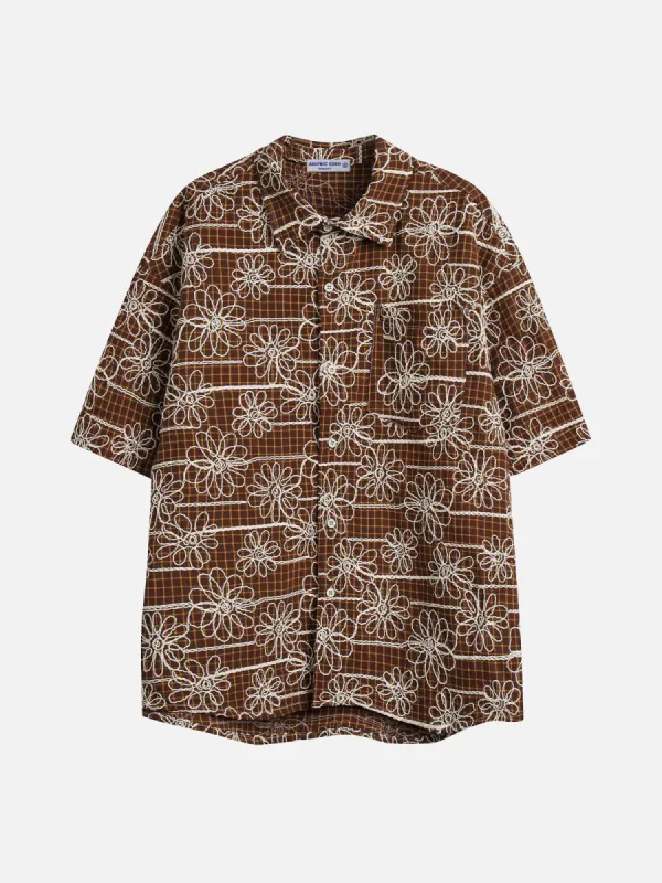 Aelfric Eden Flower Embroidered Short Sleeve Shirts sold by Aelfric Eden