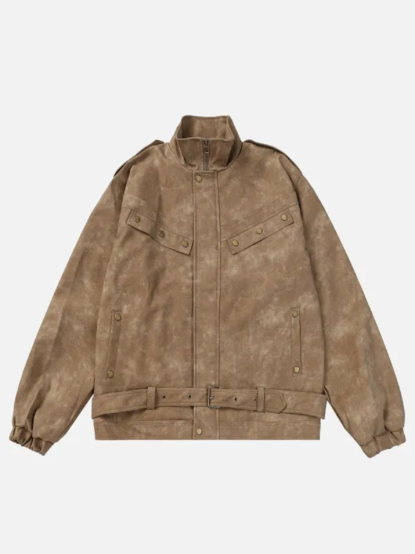 Aelfric Eden Multi Pocket Texture Faux Leather Jacket sold by Aelfric Eden