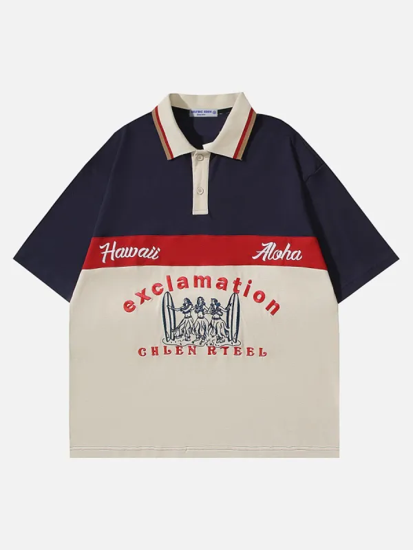 Aelfric Eden Color Block Embroidered Letter Polo Tee sold by Aelfric Eden