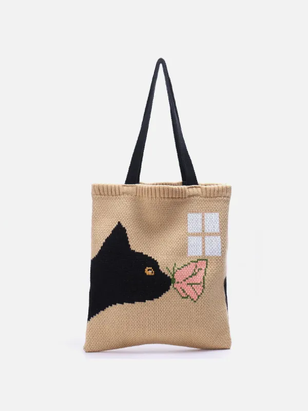 Cat and Butterfly Knit Bag sold by Aelfric Eden