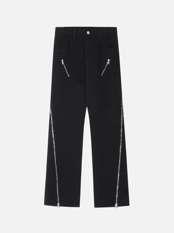 Aelfric Eden Solid Irregular Zip Design Jeans sold by Aelfric Eden