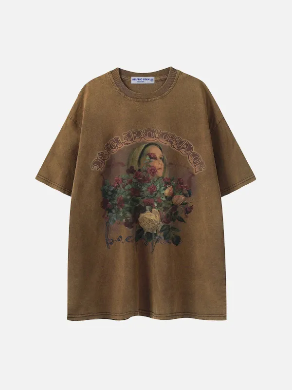 Aelfric Eden Rose Girl Print Washed Tee sold by Aelfric Eden