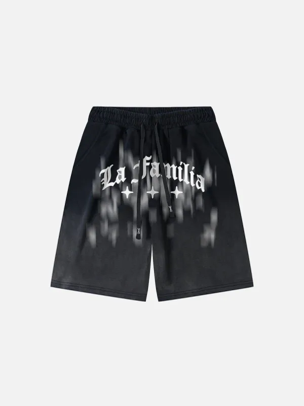 Aelfric Eden Blurred Letters Print Shorts sold by Aelfric Eden