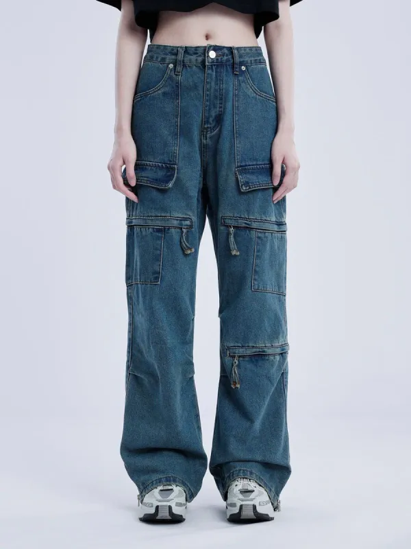 Aelfric Eden Multi-Pocket Zip up Straight Jeans sold by Aelfric Eden