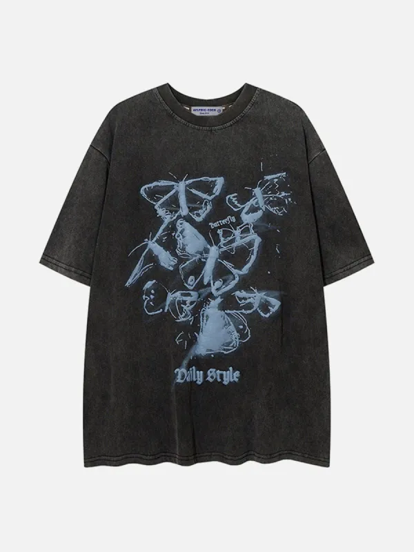 Tシャツ・カットソー Aelfric Eden Irregular Butterfly Print Washed Tee Aelfric Eden Irregular Butterfly Print Washed Tee | Parallel