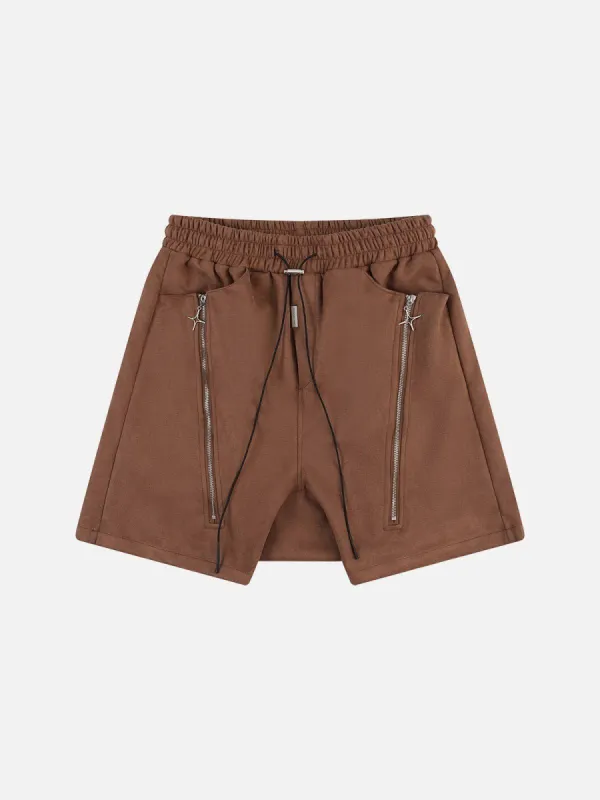 Aelfric Eden Star Zipper Edgy Design Suede Shorts sold by Aelfric Eden