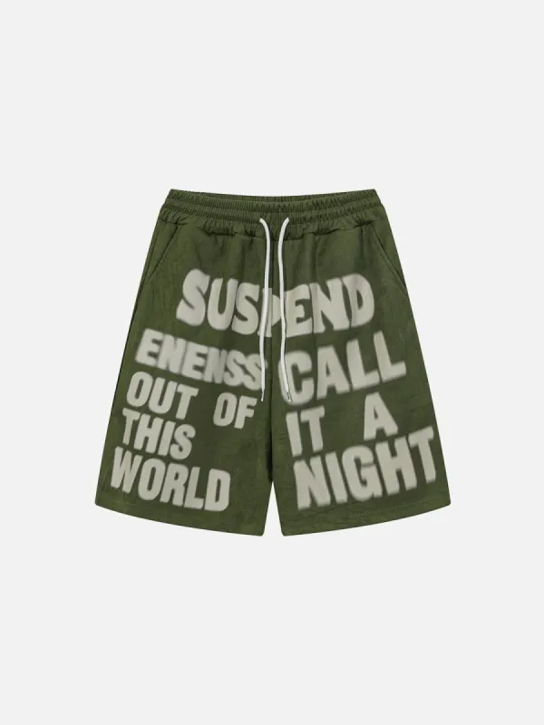 Aelfric Eden Blurry Letter Print Suede Shorts sold by Aelfric Eden