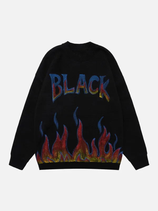 Aelfric Eden Vintage Lettering Flame Print Sweater sold by Aelfric Eden