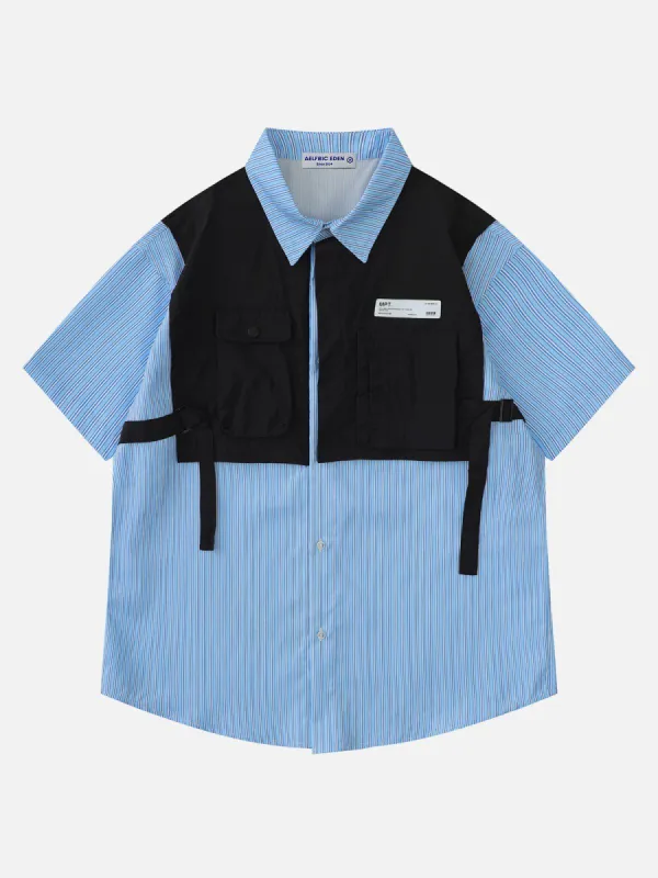 Aelfric Eden Strap Patchwork Short Sleeve Shirt sold by Aelfric Eden