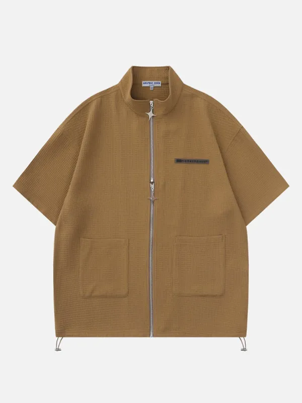 Aelfric Eden Solid Waffle Zipper Short Sleeve Shirts sold by Aelfric Eden