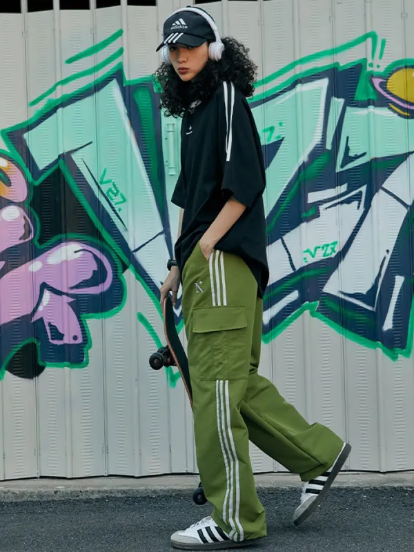 Aelfric Eden Large Side Pockets Stripe Wide-leg Sweatpants sold by Aelfric Eden
