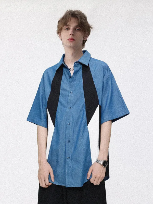 Aelfric Eden Denim Patchwork Short Sleeve Shirts sold by Aelfric Eden