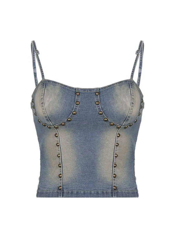 Backless Studded Denim Camis Top sold by Aelfric Eden