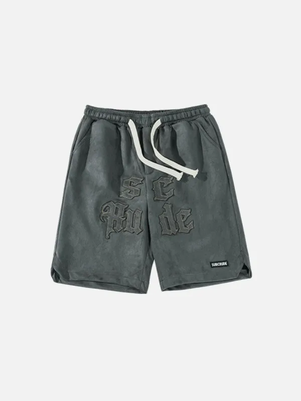 Aelfric Eden Embroidery Letters Suede Shorts sold by Aelfric Eden