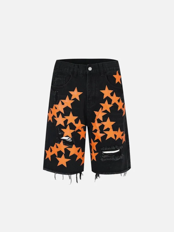 Aelfric Eden Embroidery Star Denim Jorts sold by Aelfric Eden