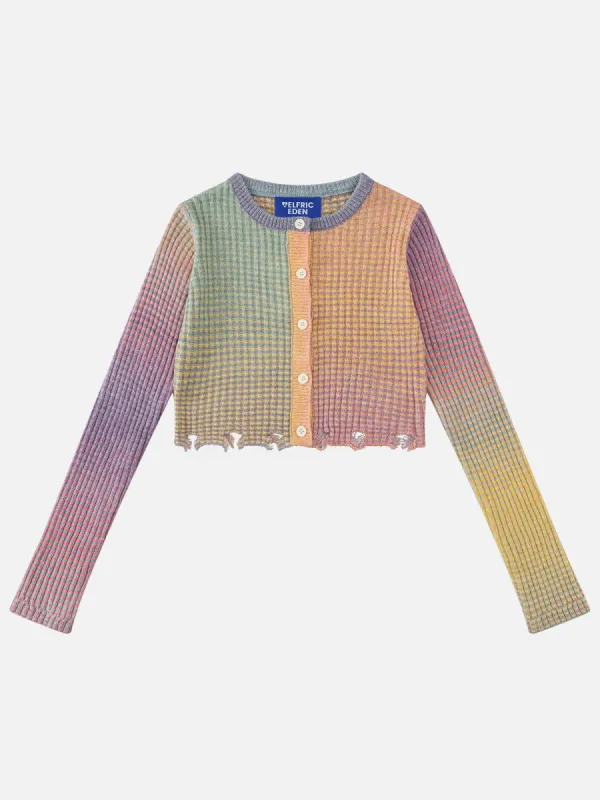 Colorful Patchwork Distressed Cardigan sold by Aelfric Eden