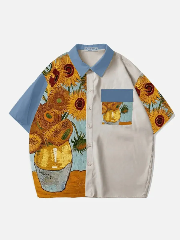 Aelfric Eden Sunflower Patchwork Short Sleeve Shirts sold by Aelfric Eden