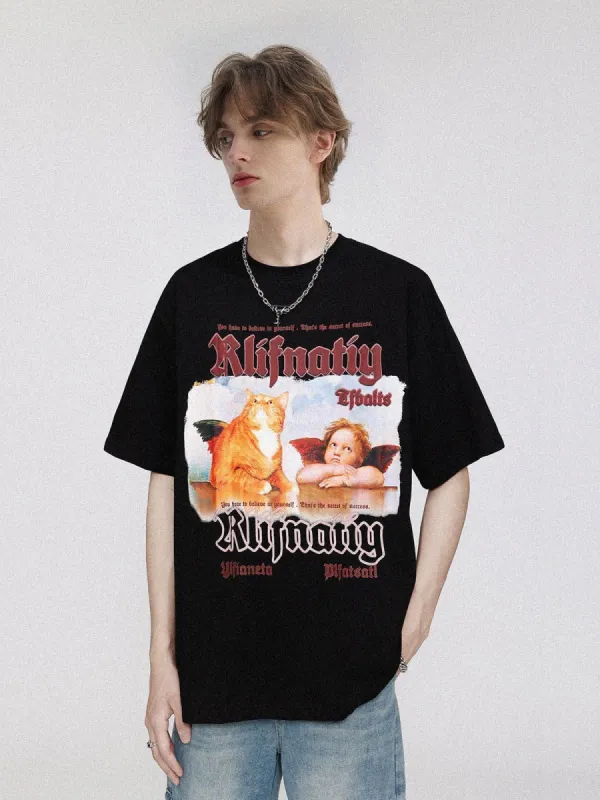 Aelfric Eden Angel Cat Graphic Tee sold by Aelfric Eden