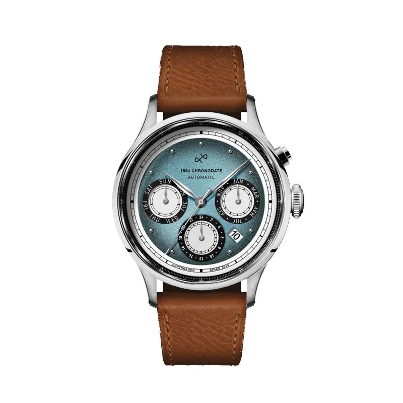 1564 Chronodate Automatic, Steel / Ice Blue & White made by AV86