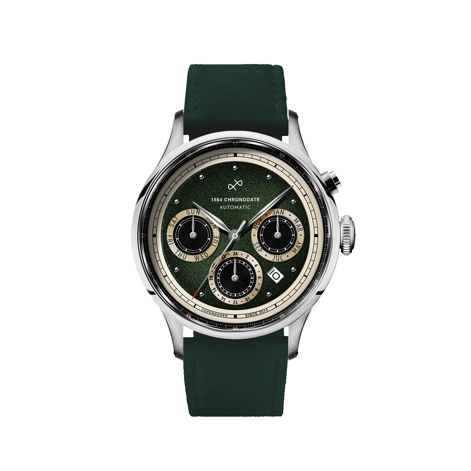 1564 Chronodate Automatic, Steel / Garnish Green sold by About Vintage