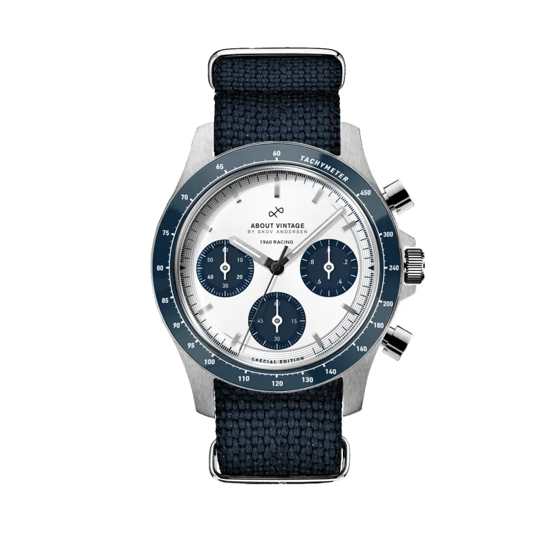 1960 Racing Chronograph, Steel / Navy & White made by AV86