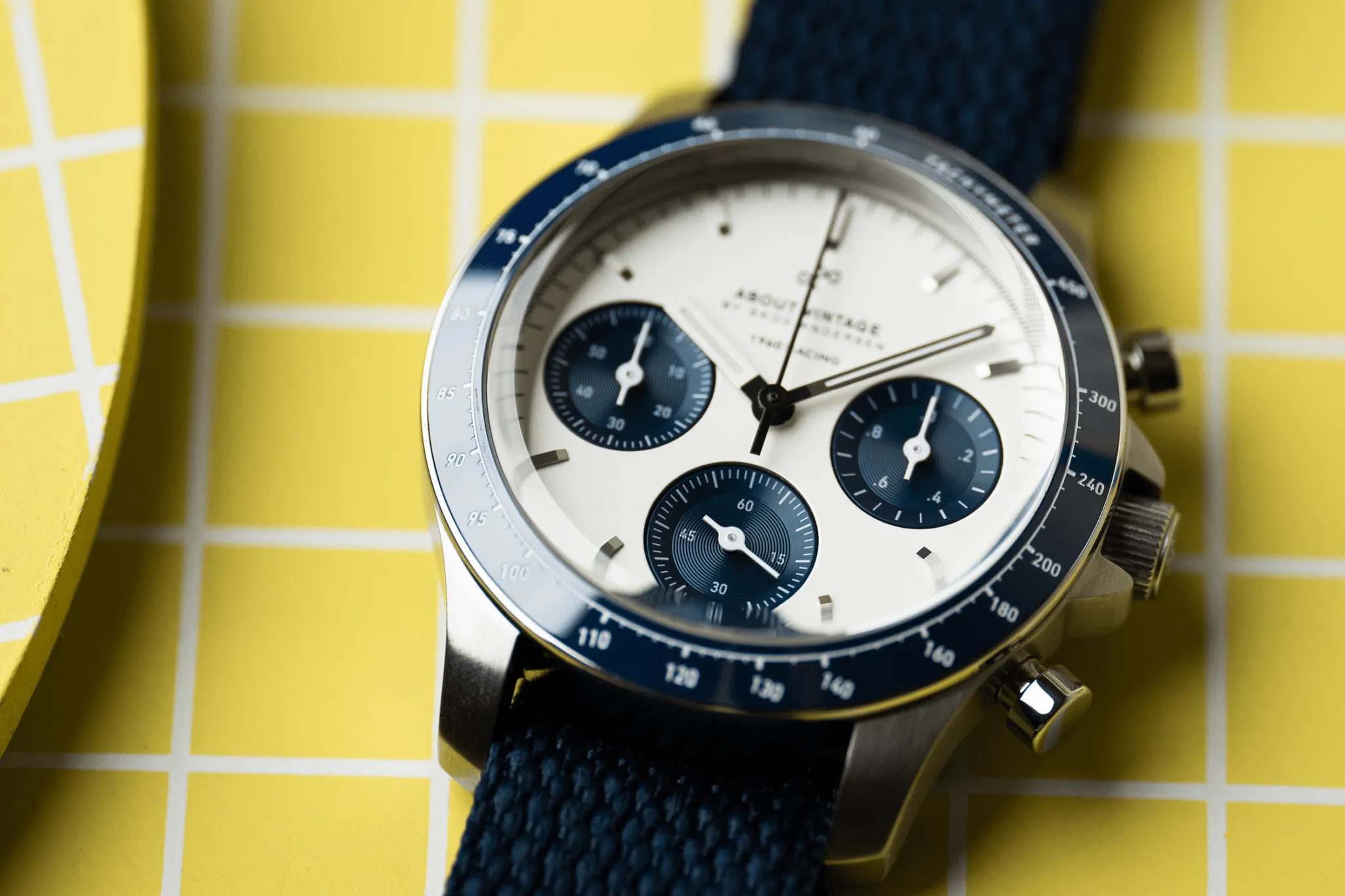 1960 Racing Chronograph, Steel / Navy & White sold by About Vintage product image thumbnail 3