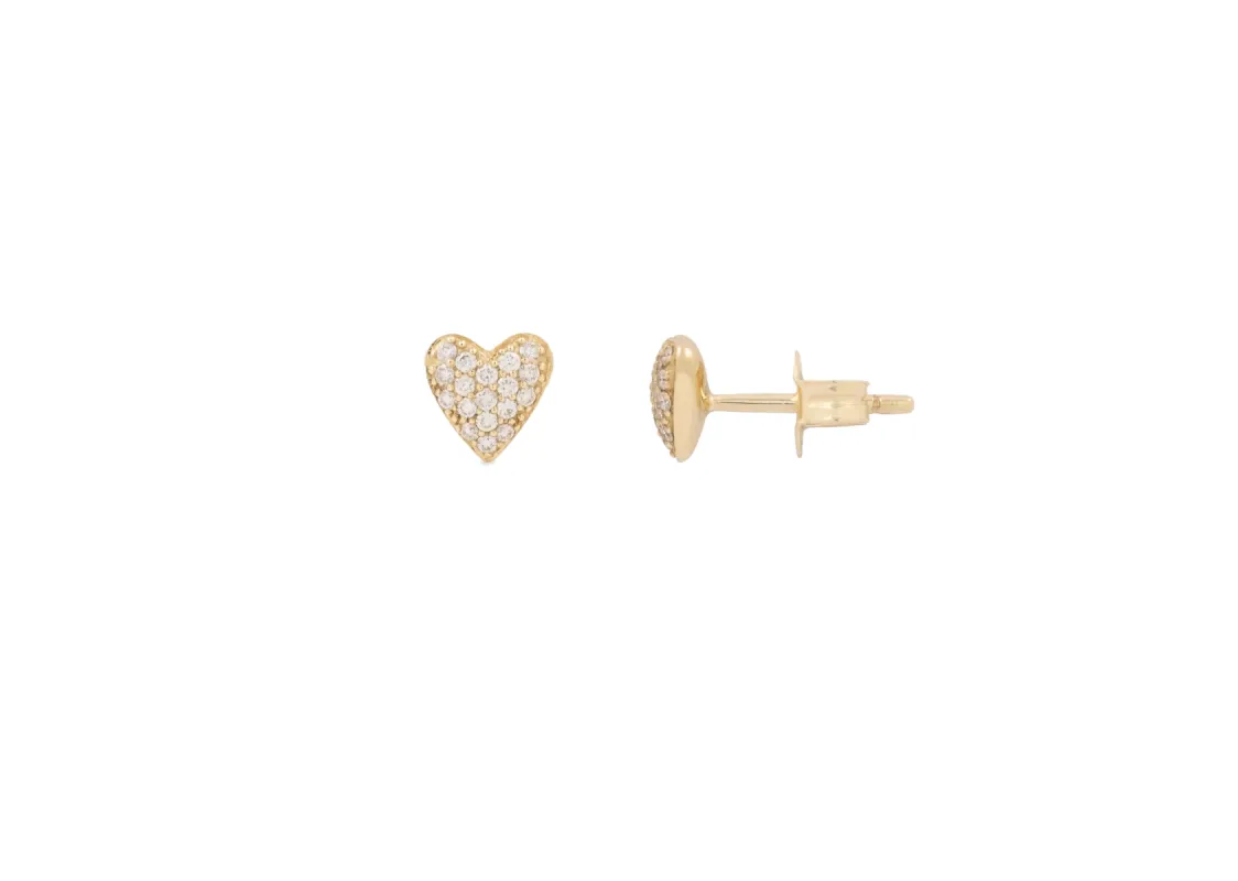 THE PAVÉ PUFFED HEART STUDS sold by Lisa Gozlan
