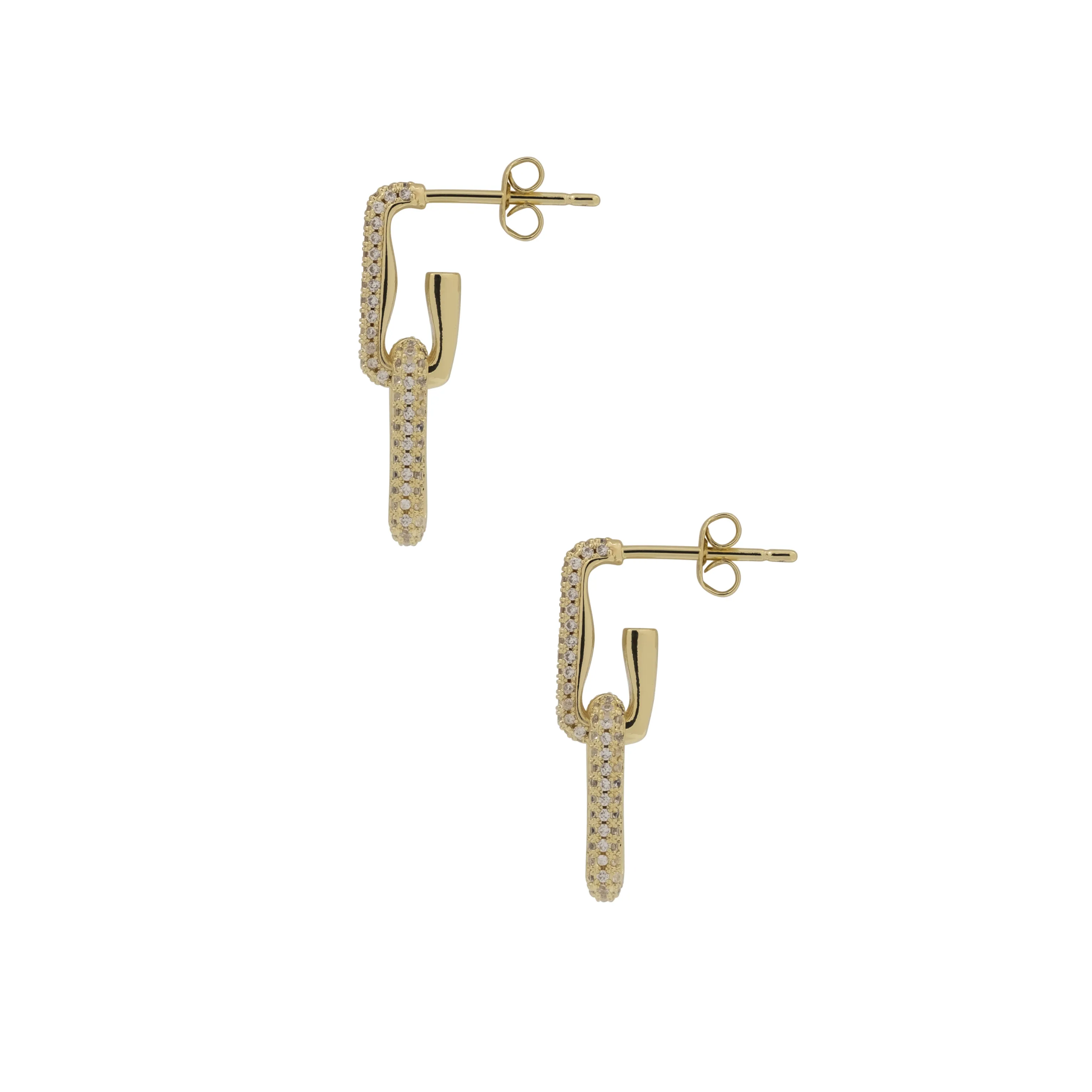 THE PAVÉ PAPERCLIP DROP EARRINGS sold by Lisa Gozlan product image thumbnail 4