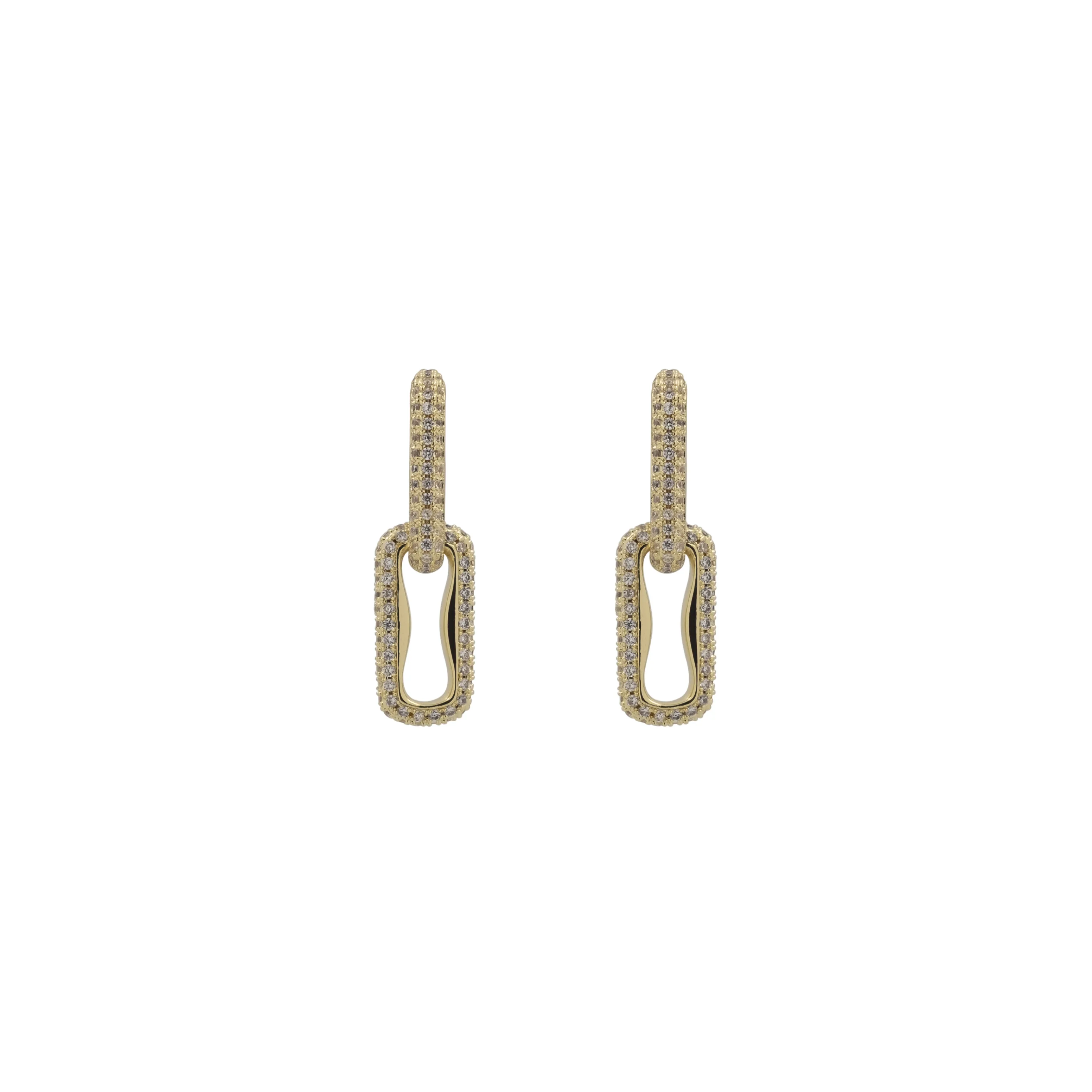 THE PAVÉ PAPERCLIP DROP EARRINGS sold by Lisa Gozlan