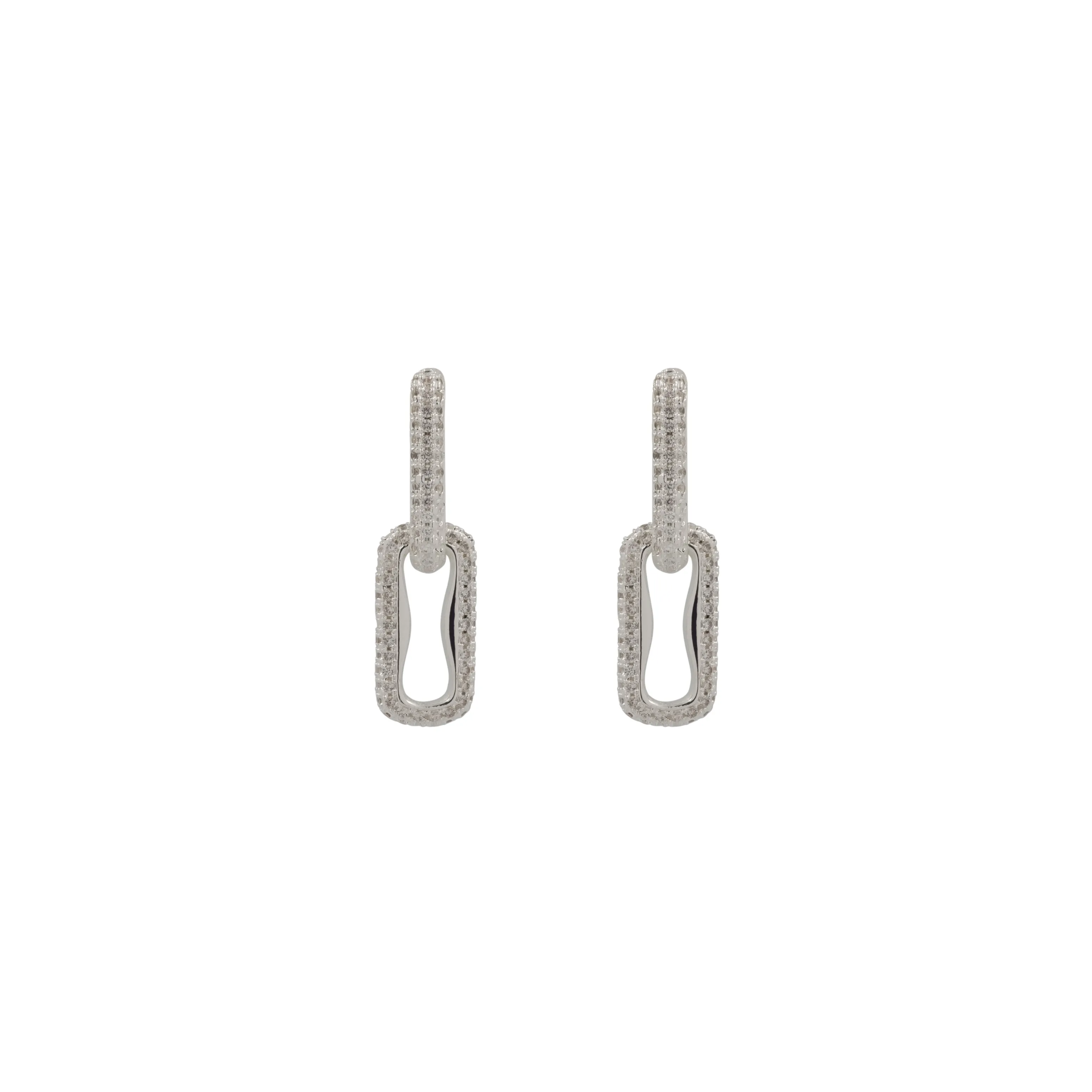 THE PAVÉ PAPERCLIP DROP EARRINGS sold by Lisa Gozlan product image thumbnail 5