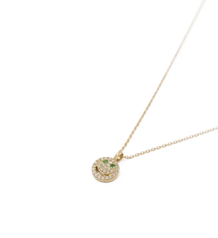 THE PAVÉ HAPPY FACE NECKLACE made by Lisa Gozlan