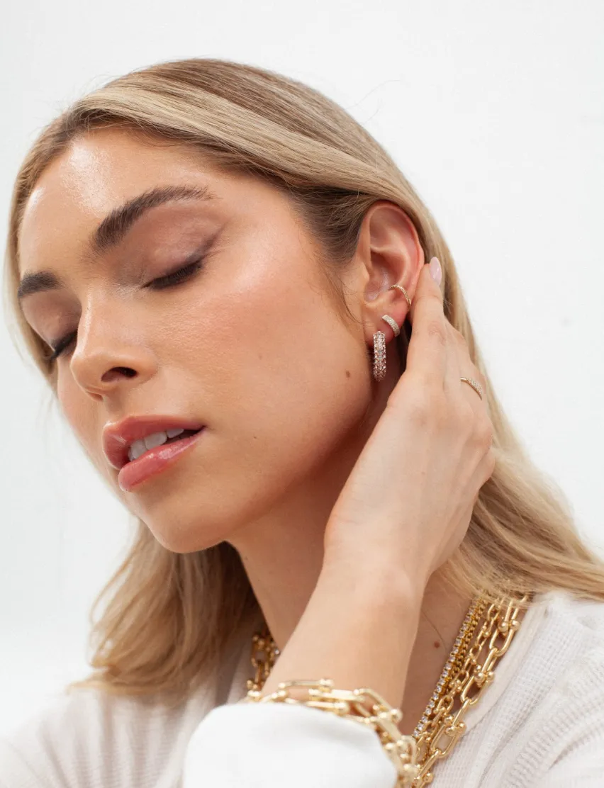 E035 ' TRIPLE ROW PAVÉ DIAMOND HUGGIES' sold by Lisa Gozlan product image thumbnail 4