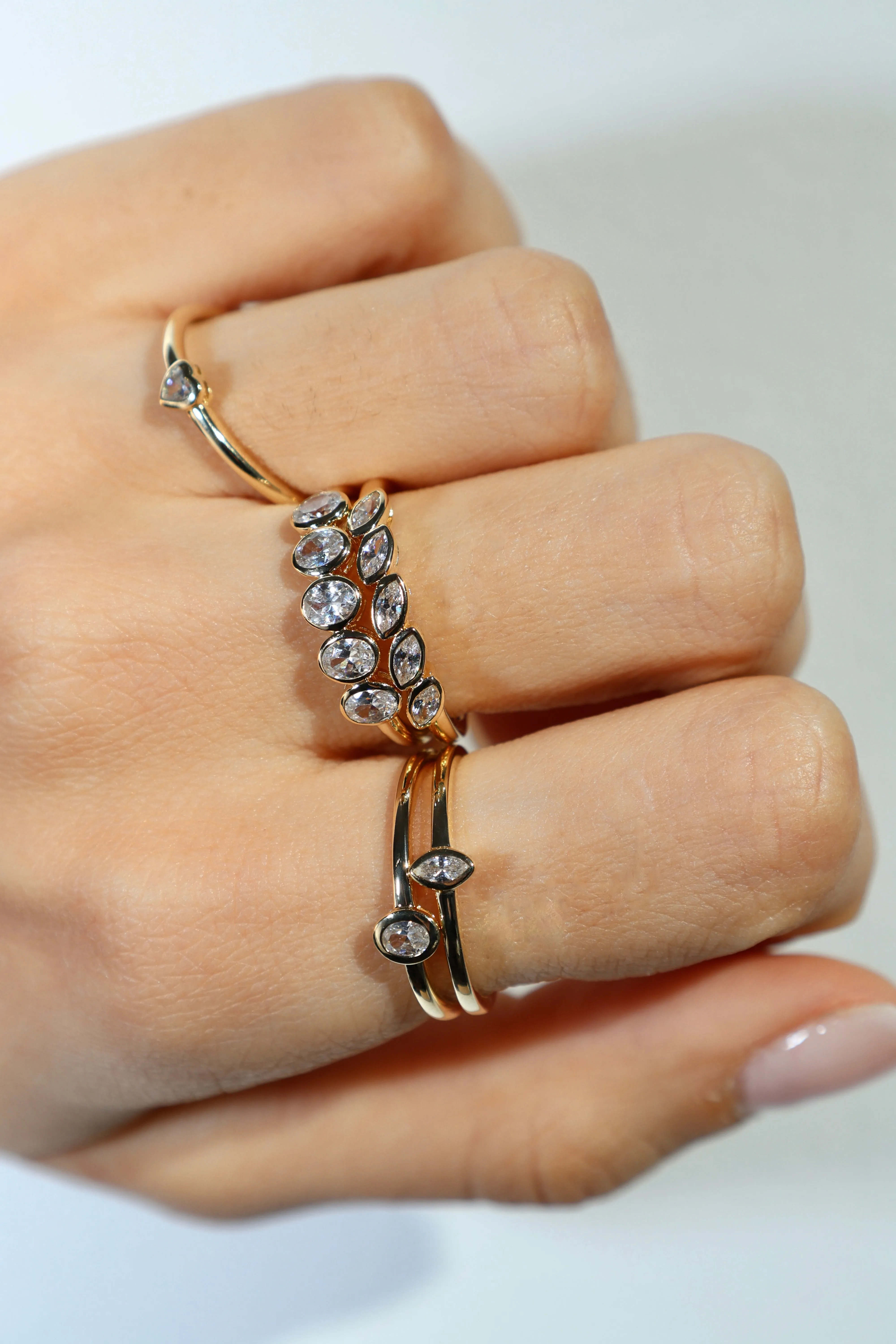 THE DAINTY MULTI-MARQUISE STACKER sold by Lisa Gozlan product image thumbnail 4