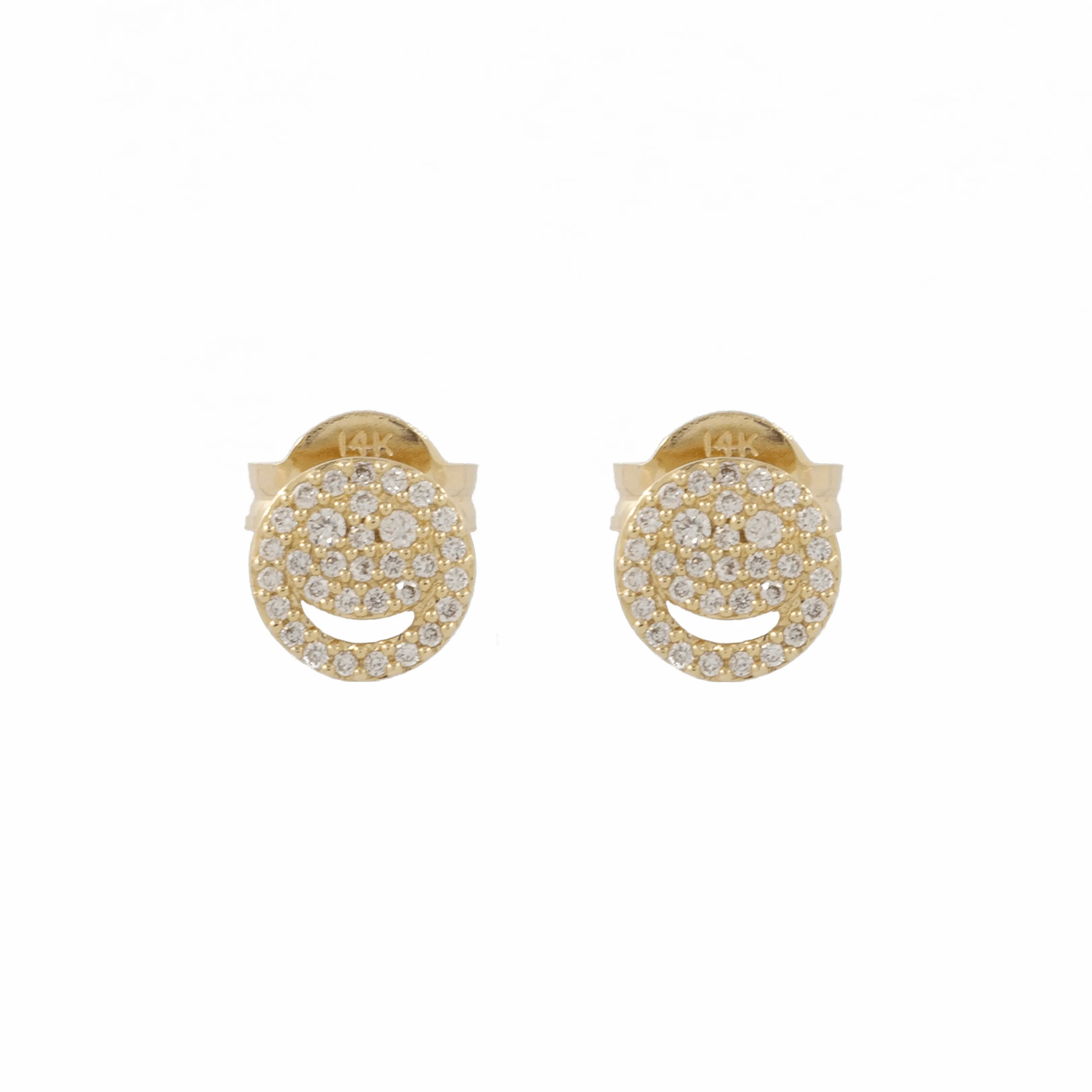 THE PAVÉ HAPPY FACE STUDS sold by Lisa Gozlan product image thumbnail 4