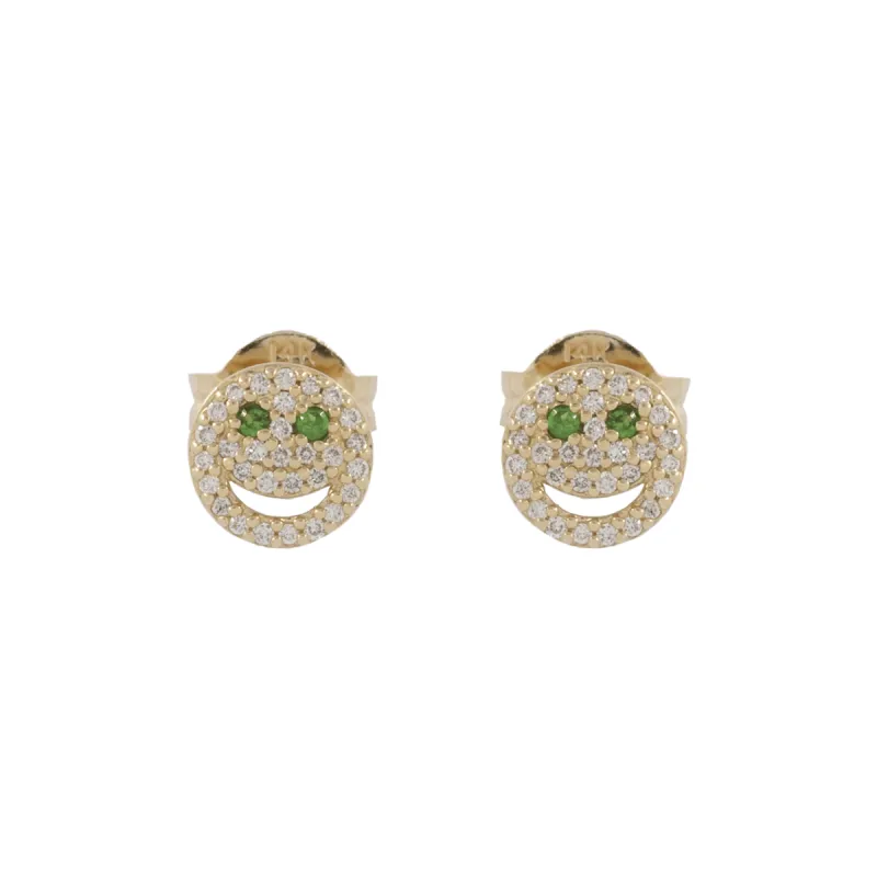 THE PAVÉ HAPPY FACE STUDS sold by Lisa Gozlan