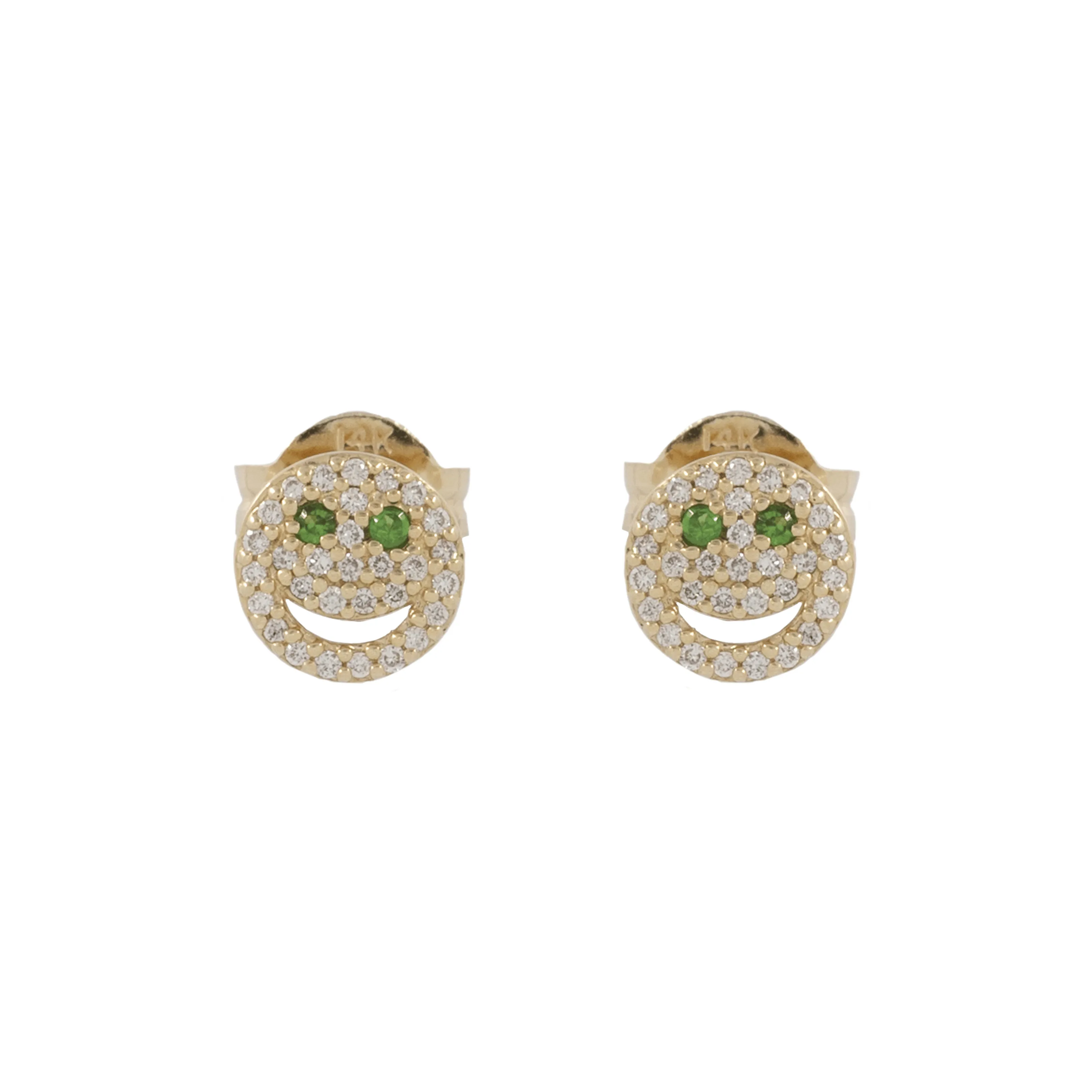 THE PAVÉ HAPPY FACE STUDS sold by Lisa Gozlan