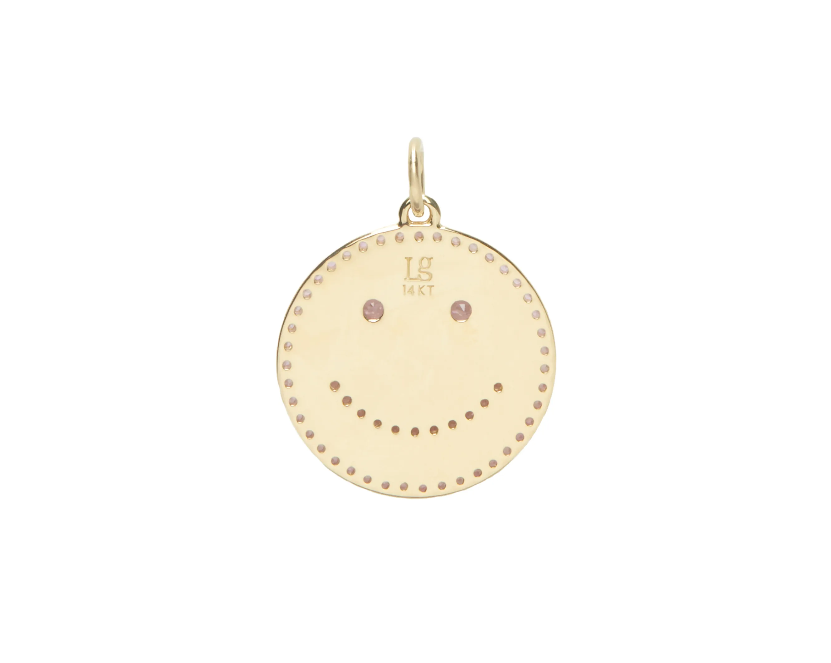 THE SEMI PAVÉ HAPPY FACE PENDANT sold by Lisa Gozlan product image thumbnail 3