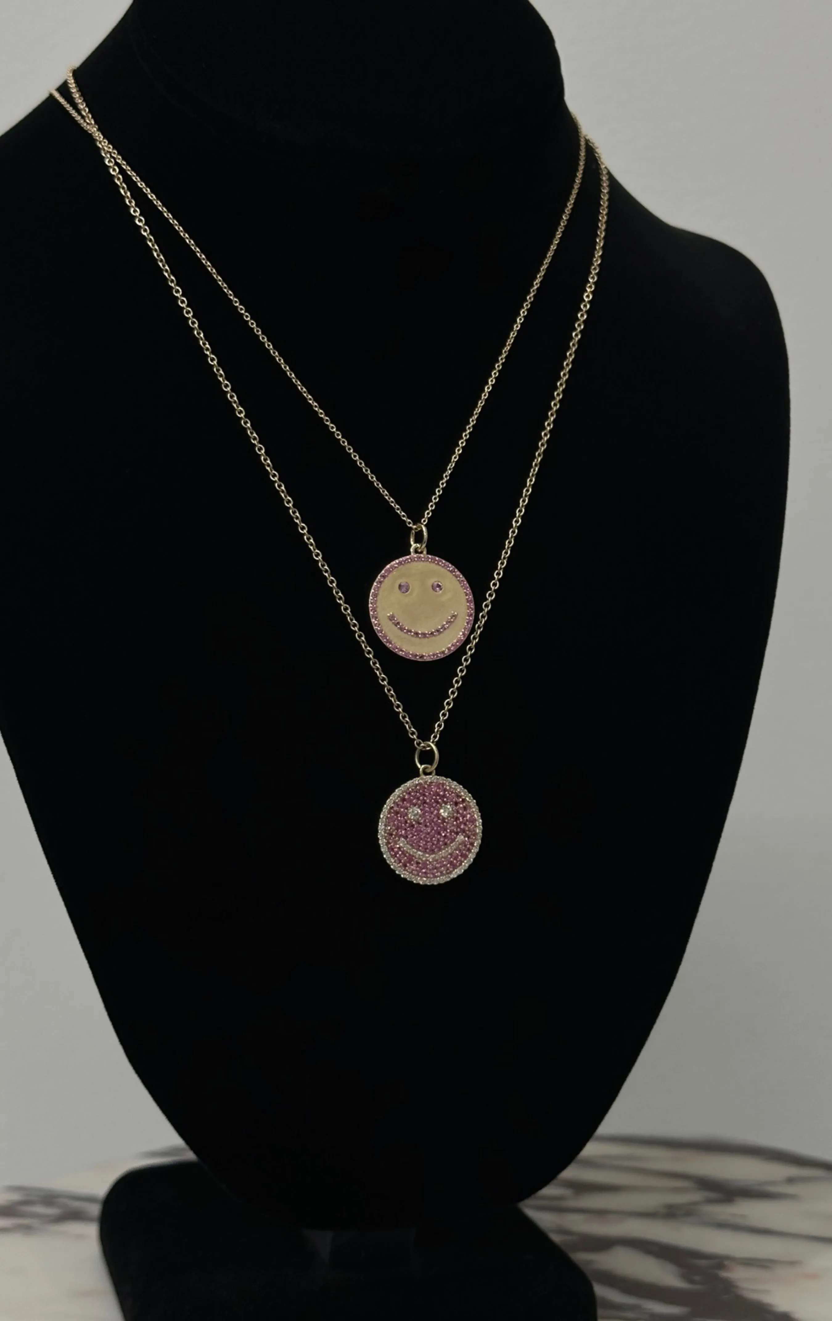 THE SEMI PAVÉ HAPPY FACE PENDANT sold by Lisa Gozlan product image thumbnail 5