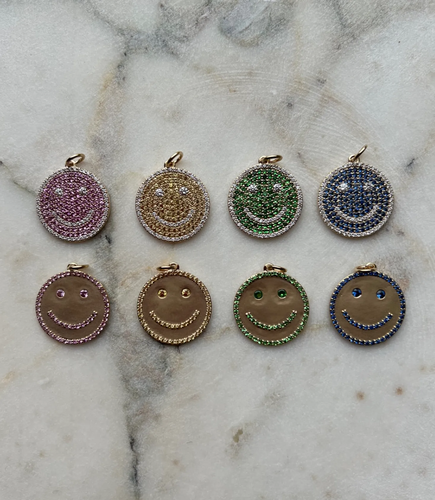 THE SEMI PAVÉ HAPPY FACE PENDANT sold by Lisa Gozlan product image thumbnail 4