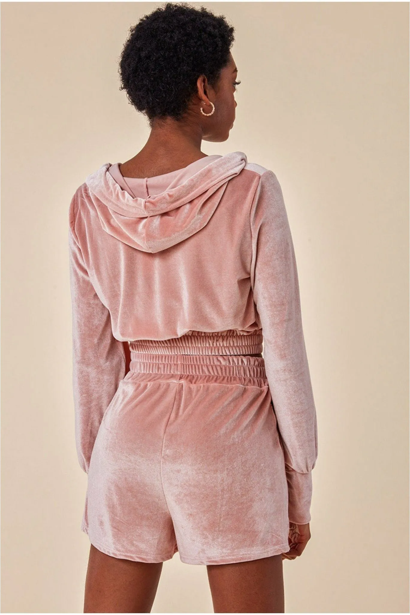 Velour Hoodie & Short Set - Pink by Cosmochic sold by Goddiva product image thumbnail 4