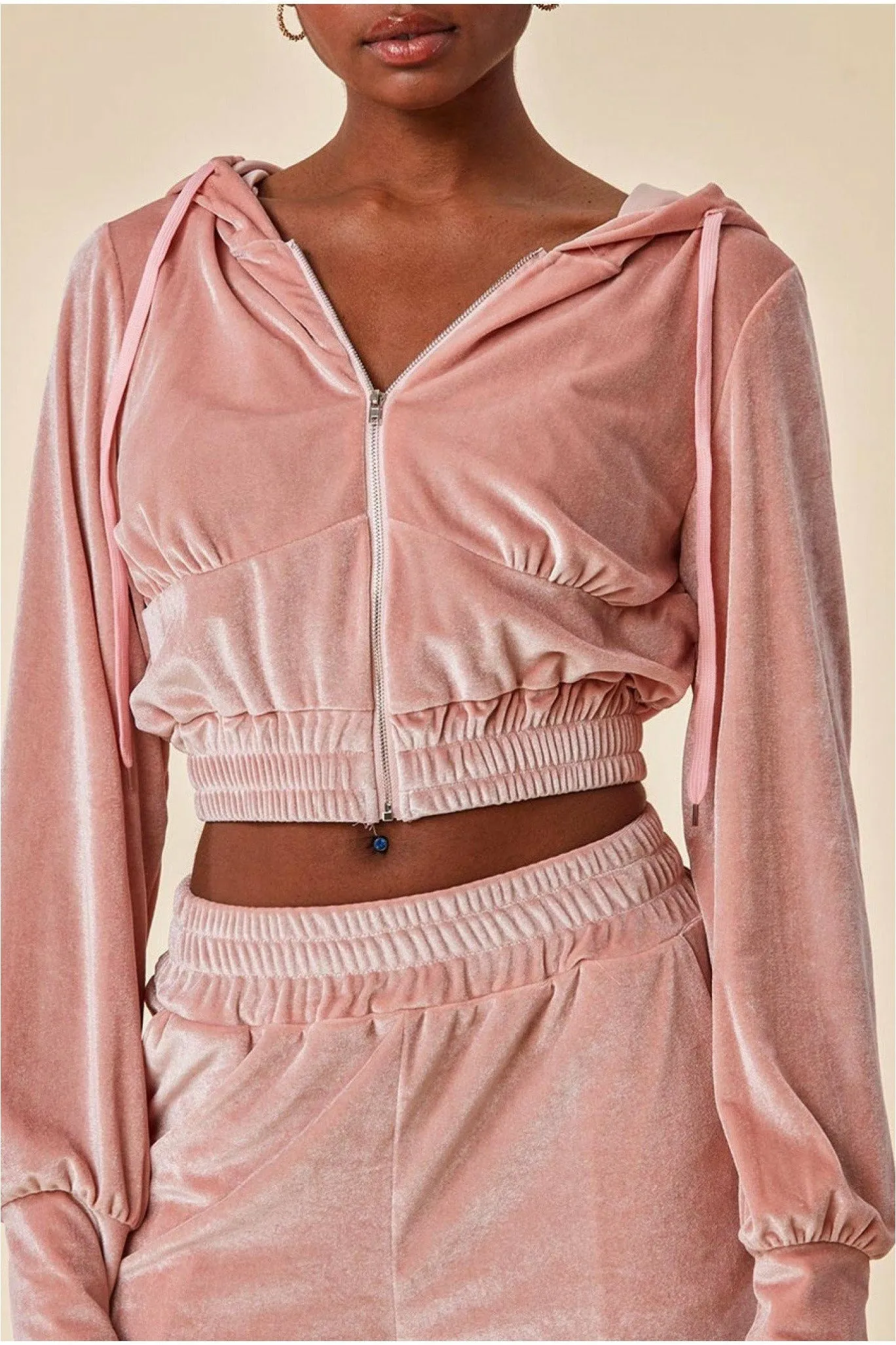 Velour Hoodie & Short Set - Pink by Cosmochic sold by Goddiva product image thumbnail 3