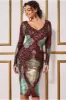 Contrast Sequin Long Sleeve Midi Dress - Wine by Goddiva sold by Goddiva