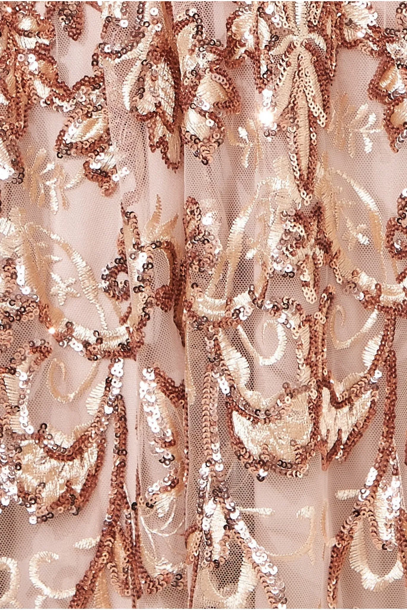 Goddiva Open Back Sequin & Mesh Maxi Dress - Champagne sold by Goddiva product image thumbnail 3