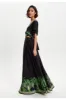 Leaf Printed V Neck Back Detail A Line Maxi Dress by Liquorish sold by Goddiva