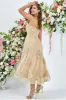 High Low Scalloped Midi Dress - Gold by Goddiva sold by Goddiva