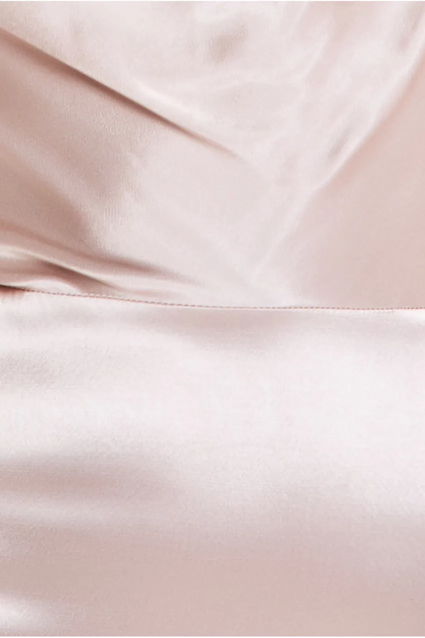 Satin Viscose Cowl Neck Maxi With Train - Champagne by Goddiva sold by Goddiva product image thumbnail 4