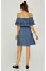 FS Collection Bardot Frill Mini Dress In Blue sold by Goddiva