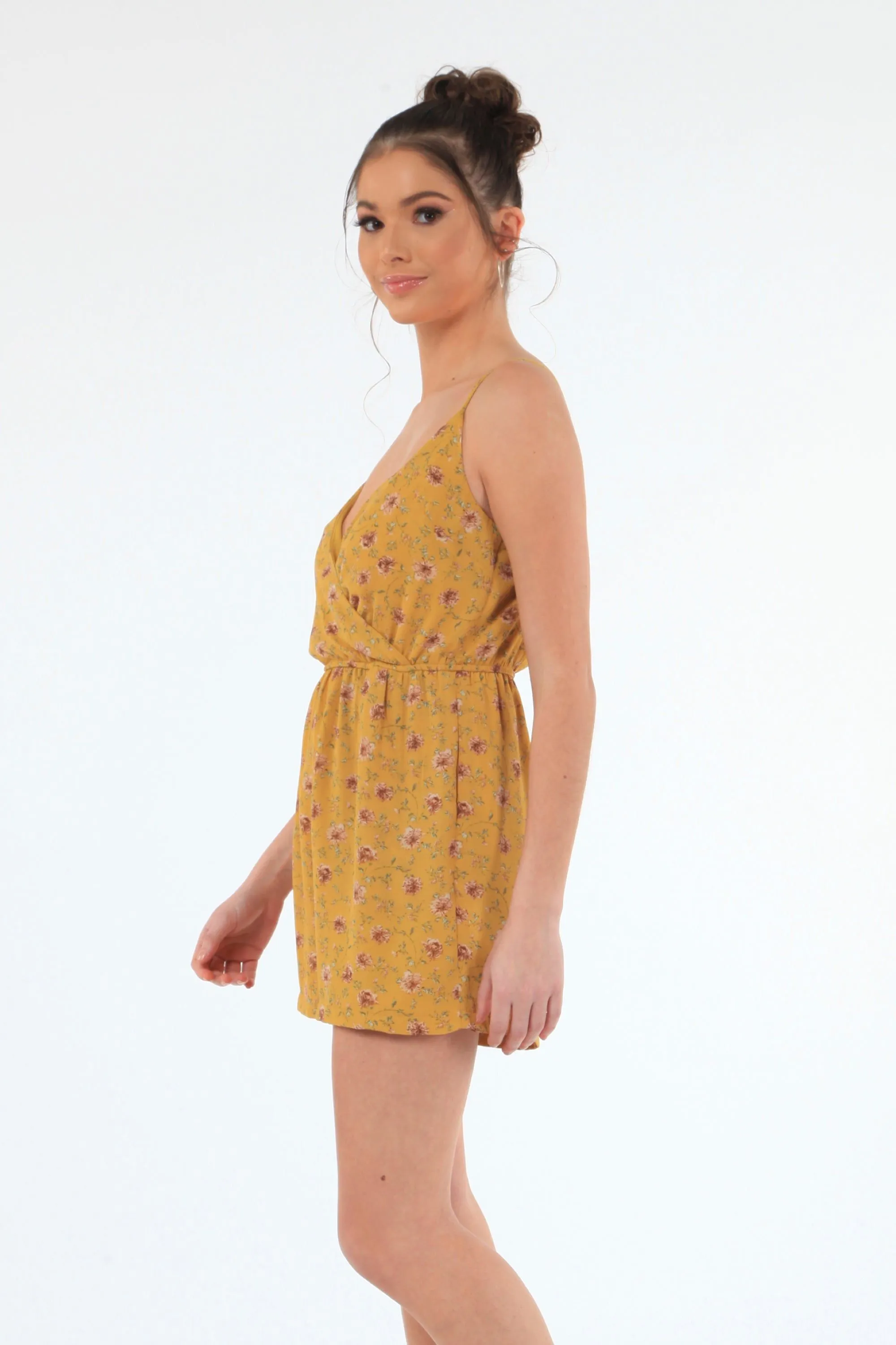 Yellow Floral Playsuit by Double Second sold by Goddiva product image thumbnail 4