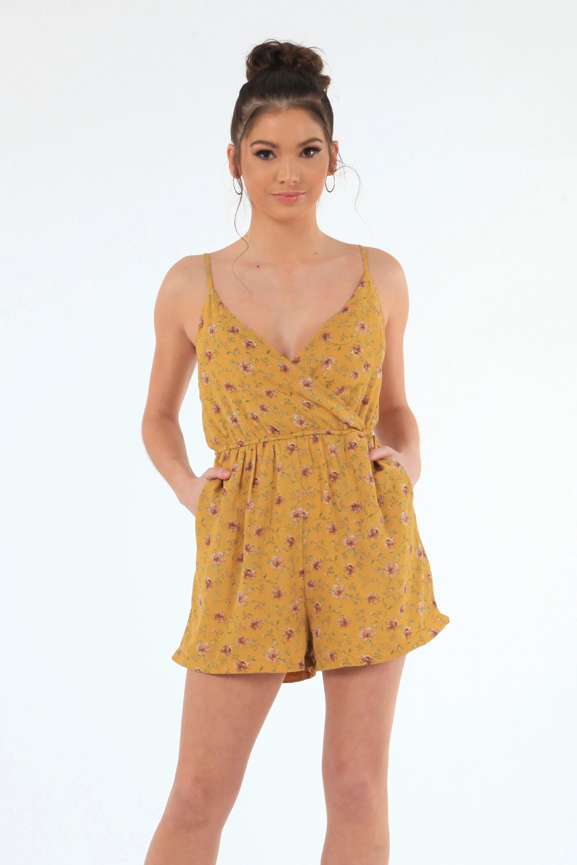 Yellow Floral Playsuit by Double Second sold by Goddiva