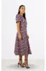 Signage Blue Floral Print Round Neck Puff Sleeve Midi Dress sold by Goddiva